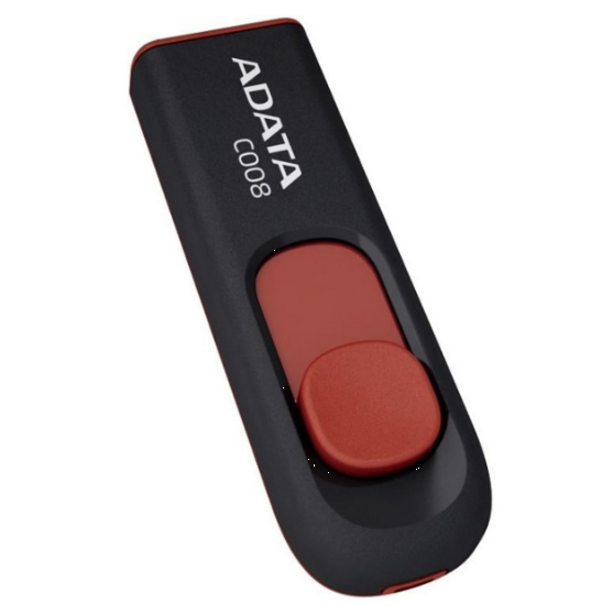 Флеш-память A-Data USB2.0 C008 64 Gb Black/Red (AC008-64G-RKD) - фото 1