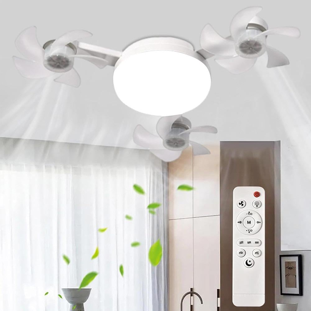Лампа-вентилятор тройной с потолочной подсветкой с пультом Белый (33439) - фото 3