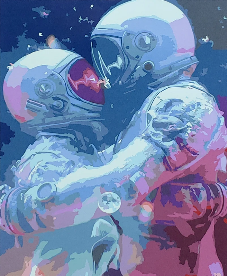 Картина по номерам Strateg Премиум Космическая любовь с лаком и уровнем 40x50 см (SY6776)