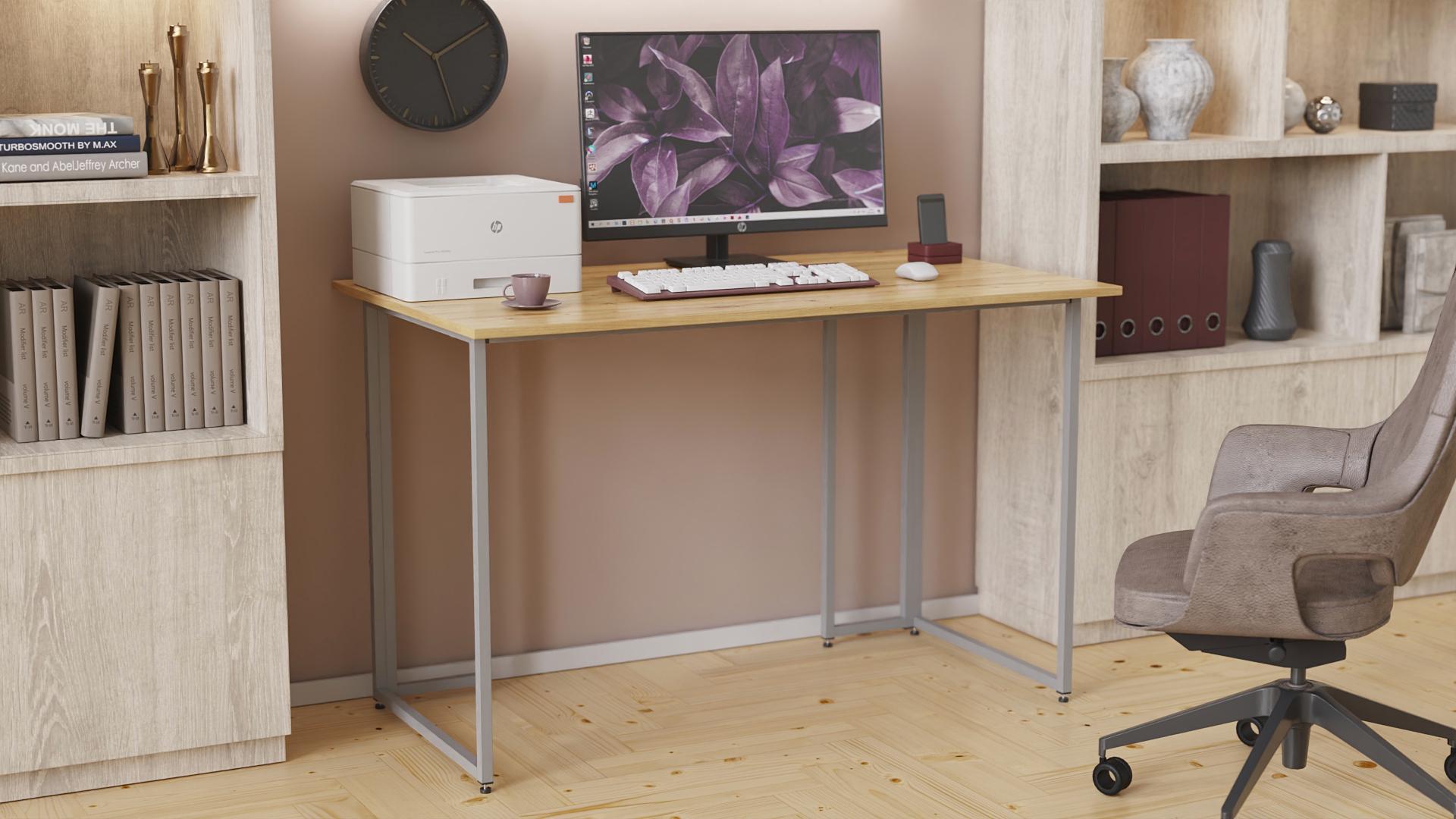 Стол компьютерный Ferrum-decor Ханна ДСП 16 мм 75x140x60 см Серый/Дуб Артизан (FRD-106226)