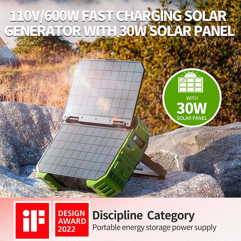 Портативна зарядна станція Solar Panel Browey PN-600 EU 22W AC/DC 2USB/Type-C 600W PD/QC - фото 2