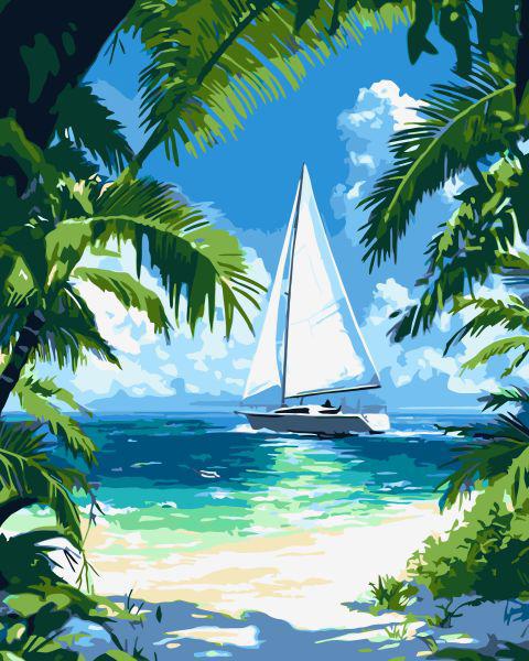 Картина за номерами Ideyka Тропічне узбережжя 40x50 см (Id-KHO6404)