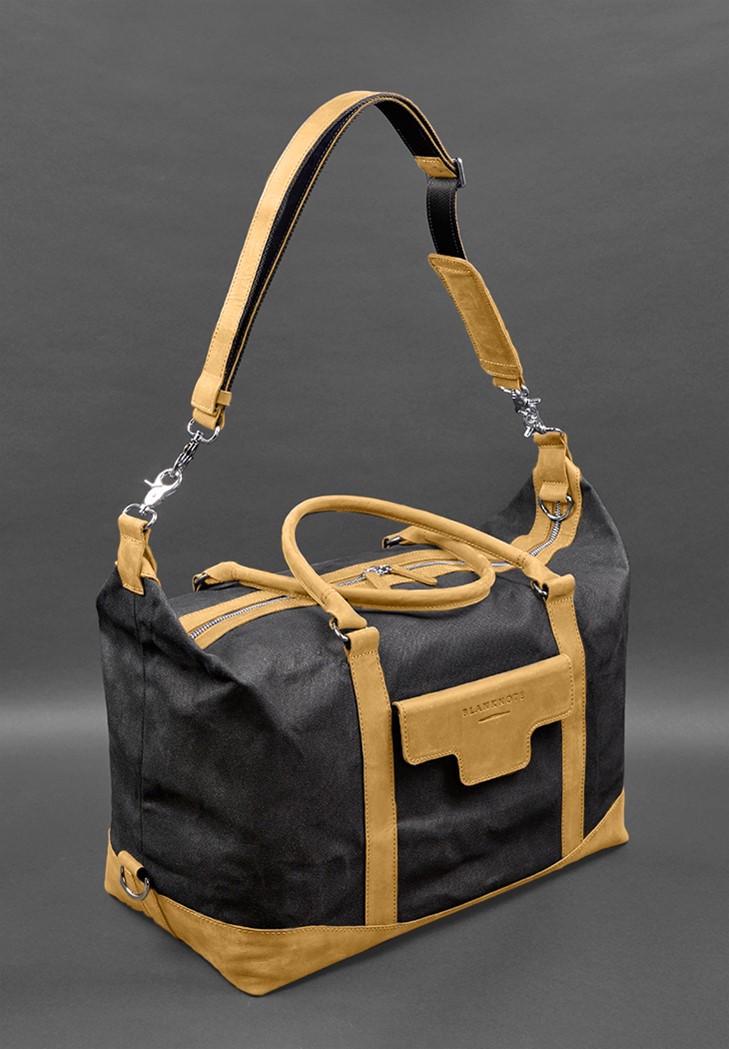 Дорожня сумка з канвасу та натуральної шкіри Crazy Horse Жовтий (A-028782) - фото 4 Дорожня сумка з канвасу та натуральної шкіри Crazy Horse Жовтий (A-028782) - фото 4