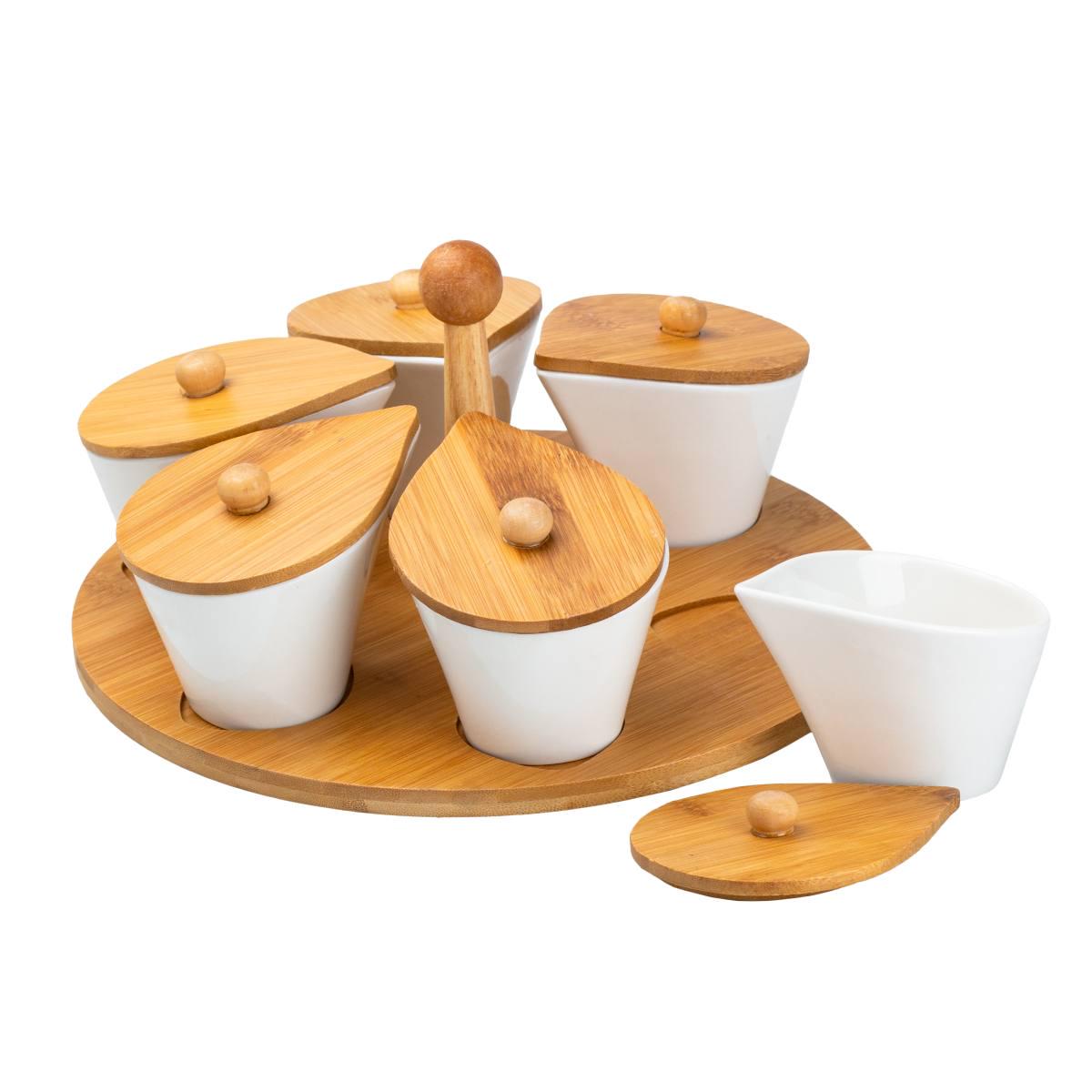 Набір менажниць TS Kitchen HP258 кераміка з кришками 6 шт. - фото 2 Набір менажниць TS Kitchen HP258 кераміка з кришками 6 шт. - фото 2