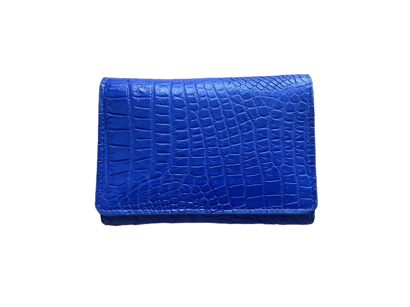 Гаманець-портмоне жіночий зі шкіри крокодила Індиго