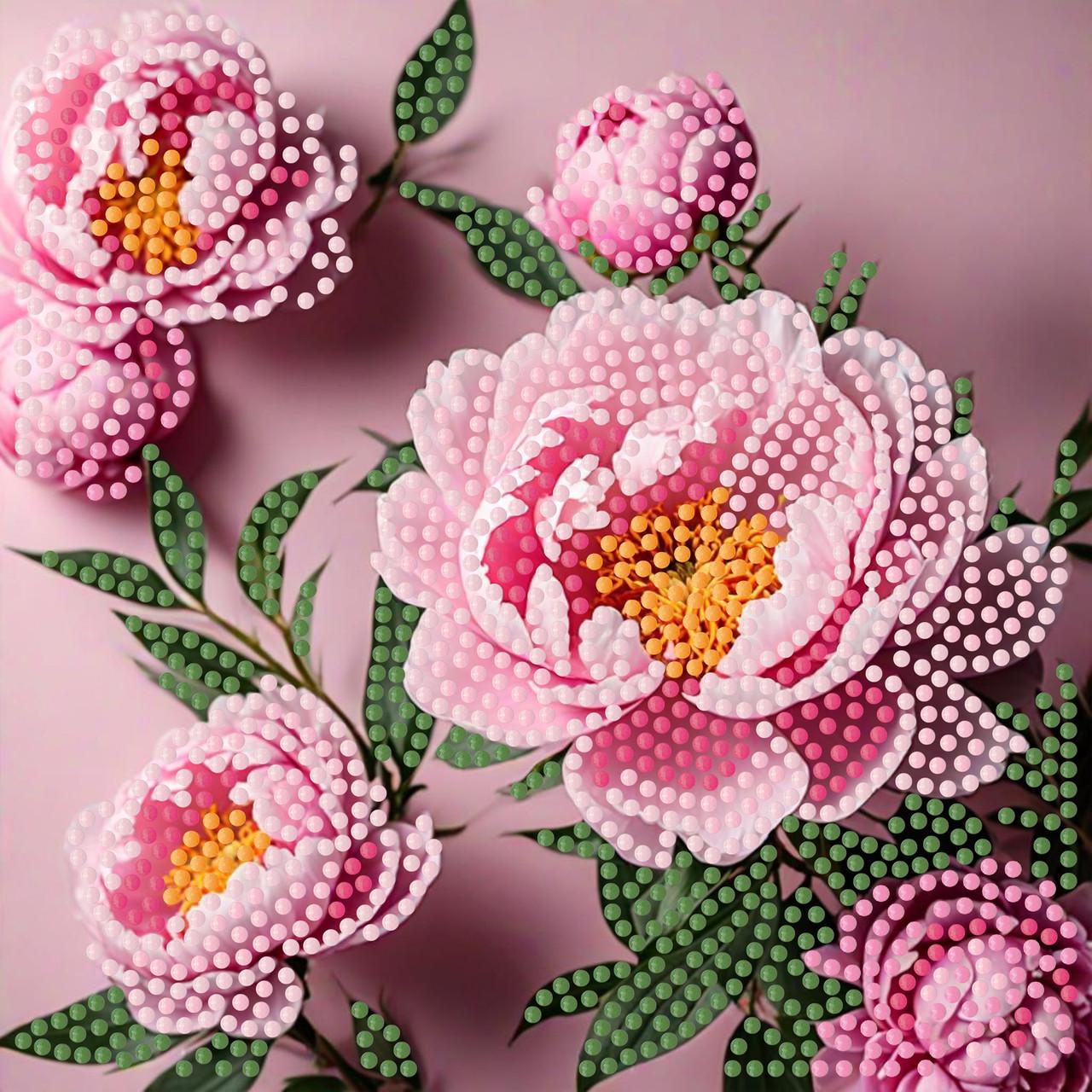 Алмазная мозаика Strateg Розовая мечта на бумажной основе 18х18 см (ZAV1818-13)