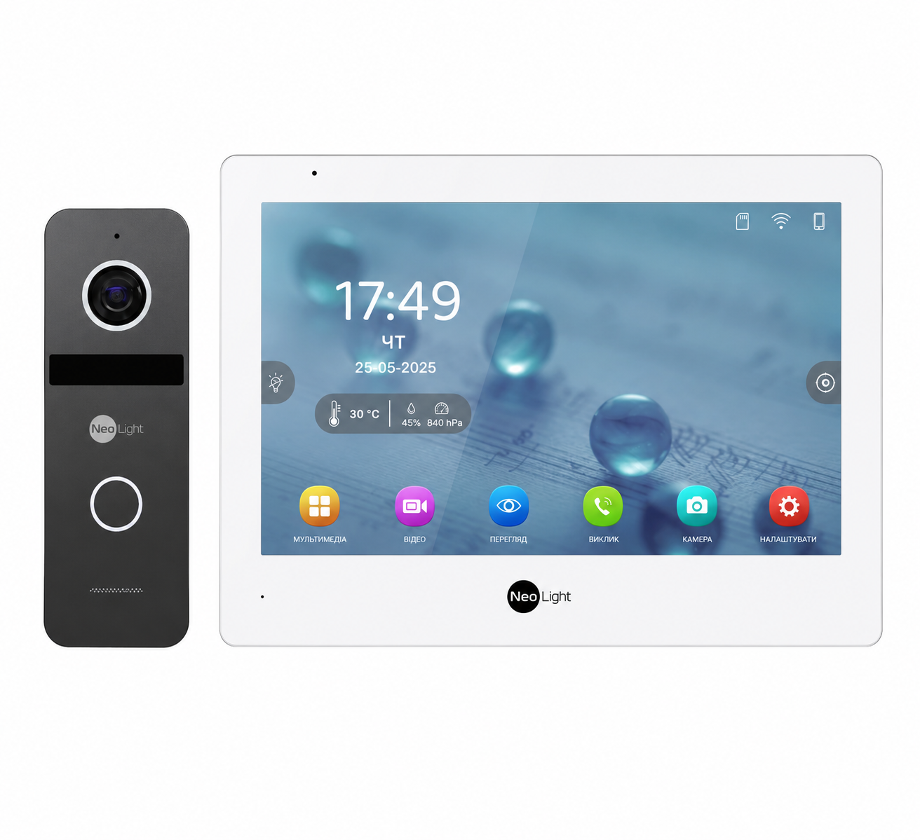 Комплект відеодомофону Neolight MEZZO Hybrid/SOLO IPW з кутком PoE адаптер для панелі виклику Graphite (2863455597)