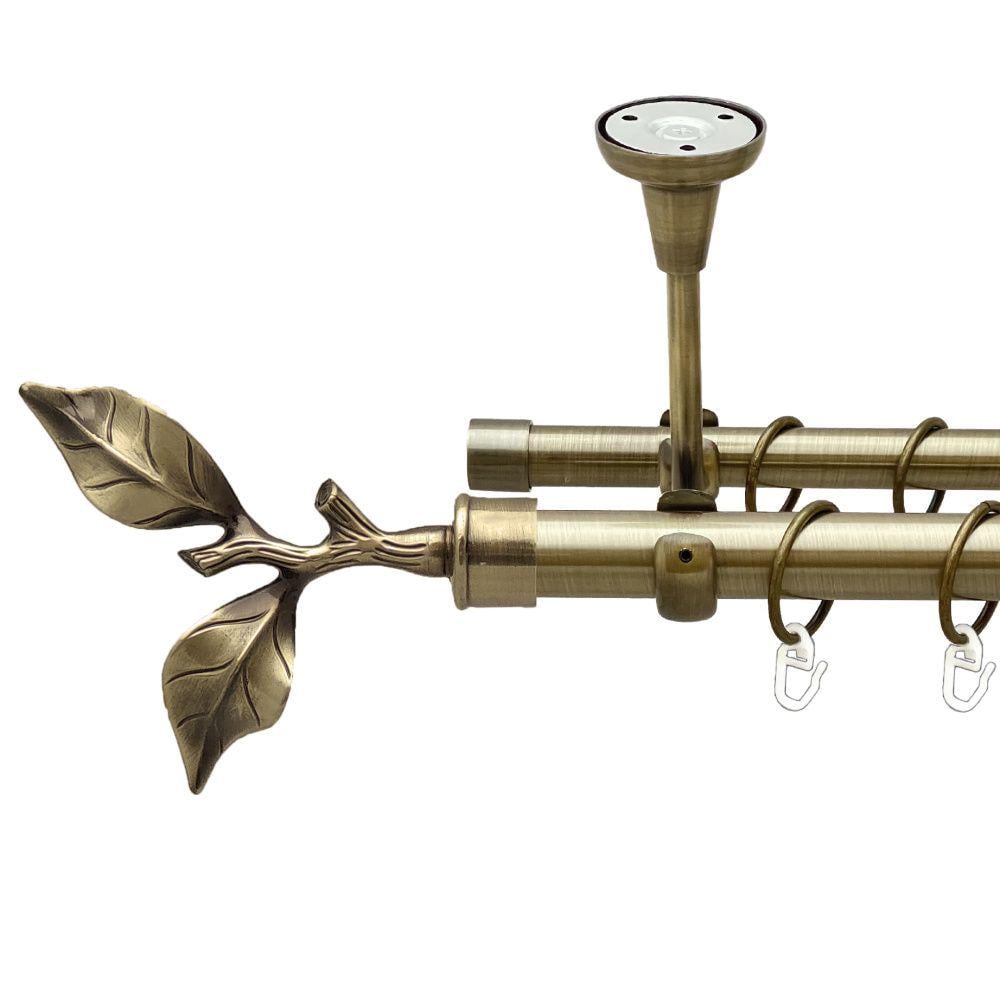 Карниз металлический Orvit Листок Розы двухрядный открытый к потолку/гладкая труба/кольцо металлическое Антик 25/19 мм 300 см (00-00018627)