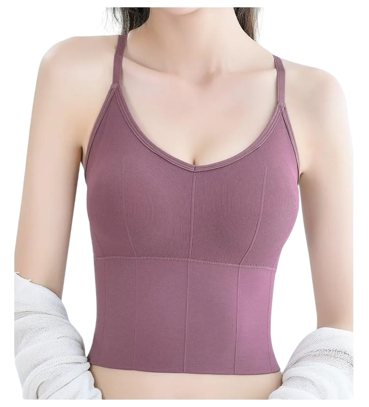 Топ-бюстгальтер с V-образным вырезом и открытой спиной M Фиолетовый (23-57-1694-Ф)