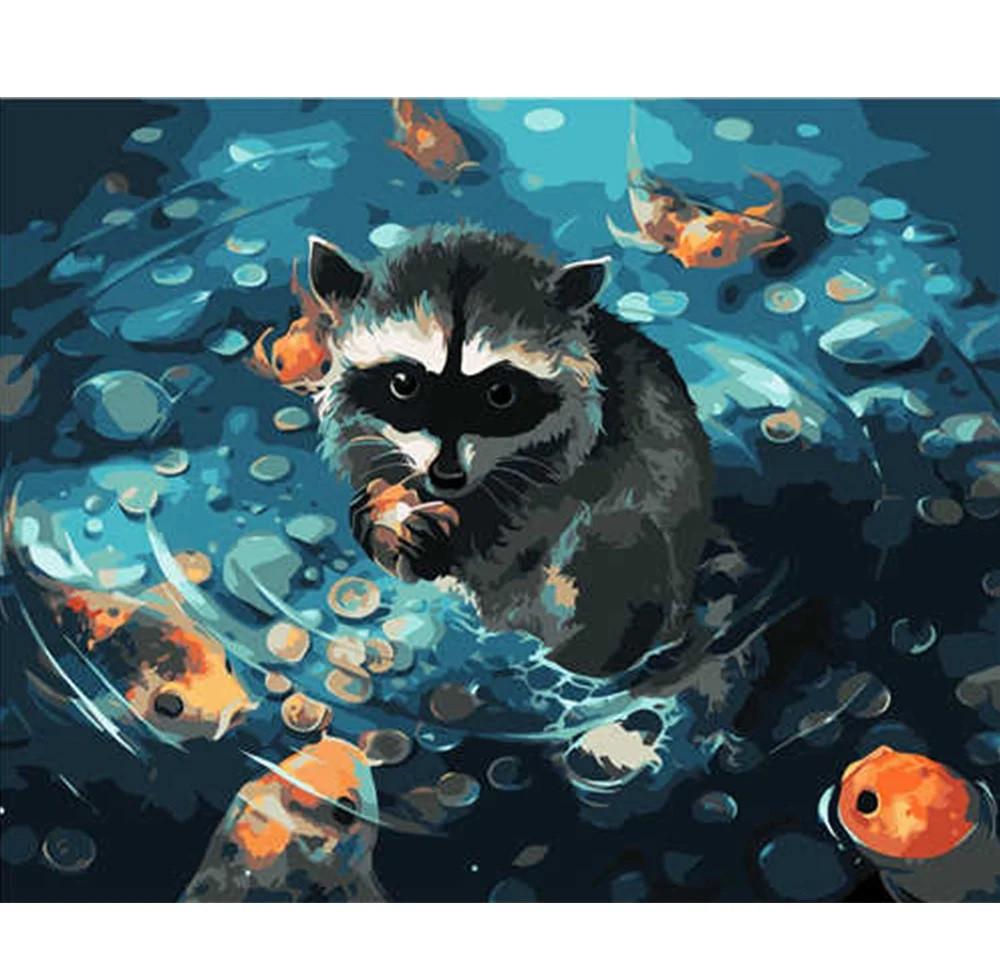 Картина по номерам Strateg Енотик 40x50 см (VA-2605)