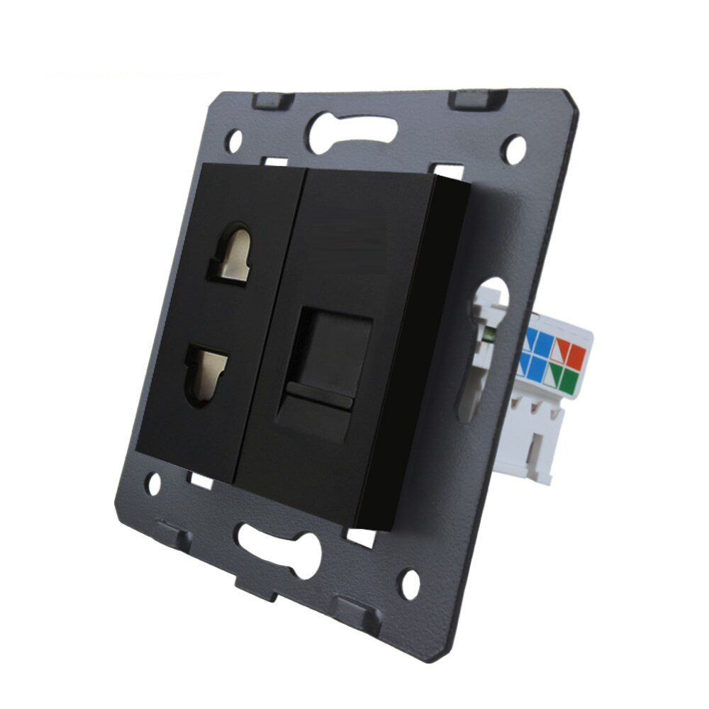 Розетка универсальная Livolo + RJ-45 Черный (C7-C1A1C-12)