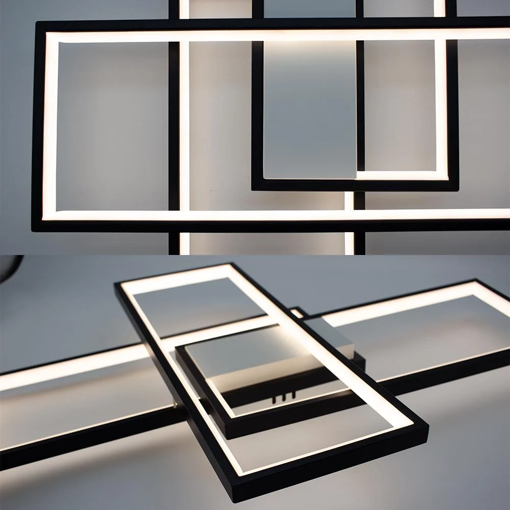 Люстра светодиодная ESLLSE SVEN 3S 85 Вт с пультом 690x470x80 мм Черно-белый - фото 6