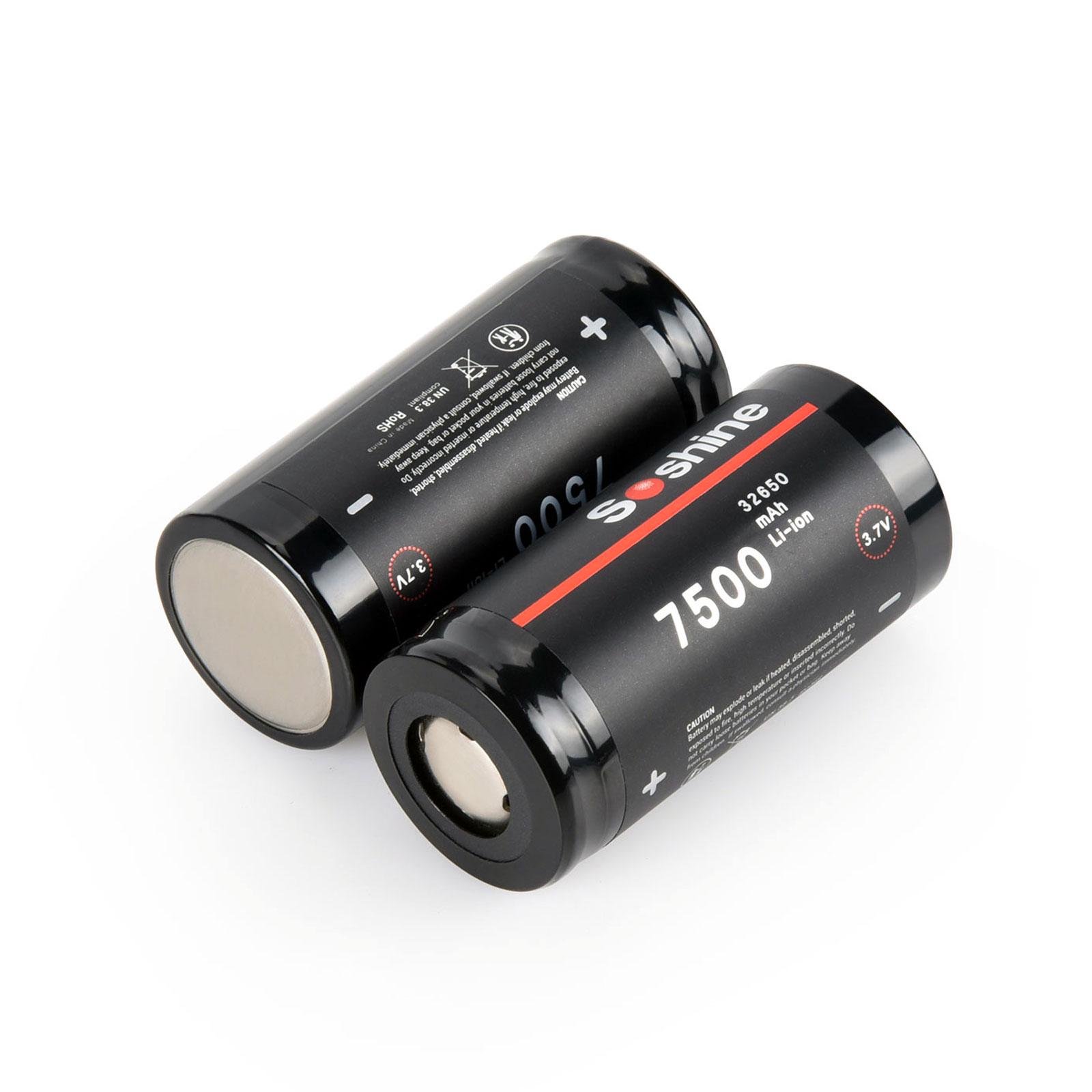 Аккумулятор Li-Ion Soshine 32650 32650-3,7-7500 D 7500 mAh 18A 4,2/3,7/2,75V Flat Top (4660) - фото 4 Аккумулятор Li-Ion Soshine 32650 32650-3,7-7500 D 7500 mAh 18A 4,2/3,7/2,75V Flat Top (4660) - фото 4