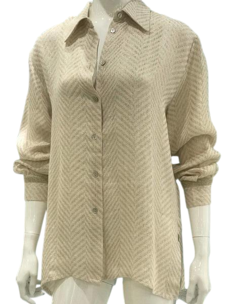 Рубашка льняная PHO Firenze М Натуральный/шевронный принт (4317024-natural)