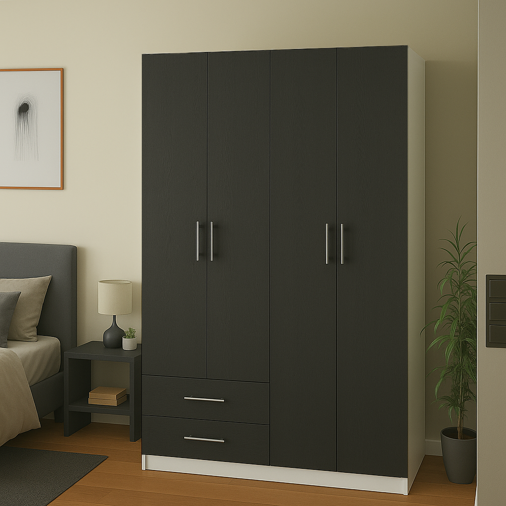 Шафа розпашна ШР5 SENAM 2600х1200х600 мм корпус ДСП Білий фасад ДСП Антрацит (ШР5.26.60.12.4) - фото 1 Шафа розпашна ШР5 SENAM 2600х1200х600 мм корпус ДСП Білий фасад ДСП Антрацит (ШР5.26.60.12.4) - фото 1