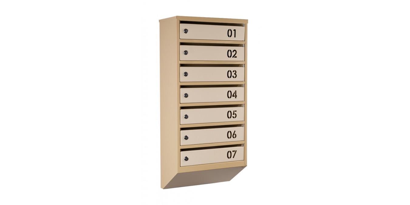 Ящик почтовый многосекционный Галиндустрия ЯП-07-В из металла на 7 квартир вертикальная 390х850х200 мм Бежевый (124-119-000004170)