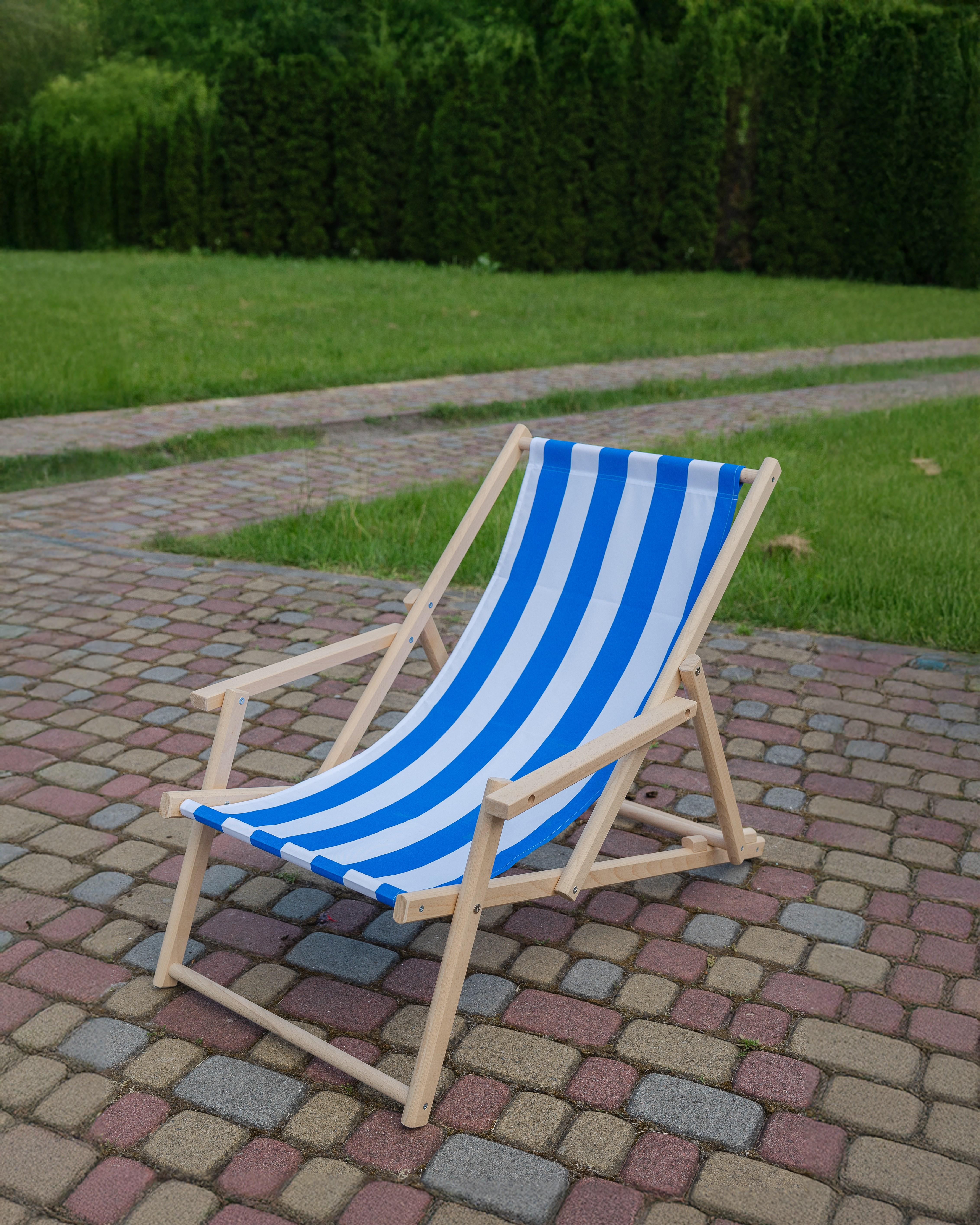 Шезлонг дерев'яний розкладний XRmaster з підлокітниками Синьо-білий (0002241) - фото 1 Шезлонг дерев'яний розкладний XRmaster з підлокітниками Синьо-білий (0002241) - фото 1