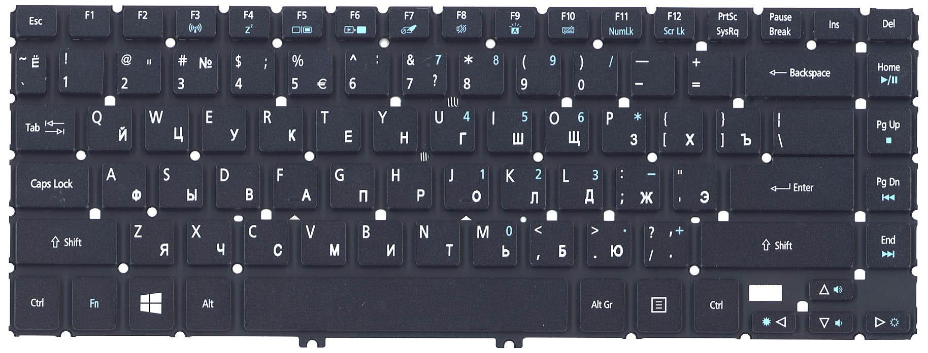 Клавиатура для ноутбука Acer Aspire R7-571 с подсветкой Light No Frame Black