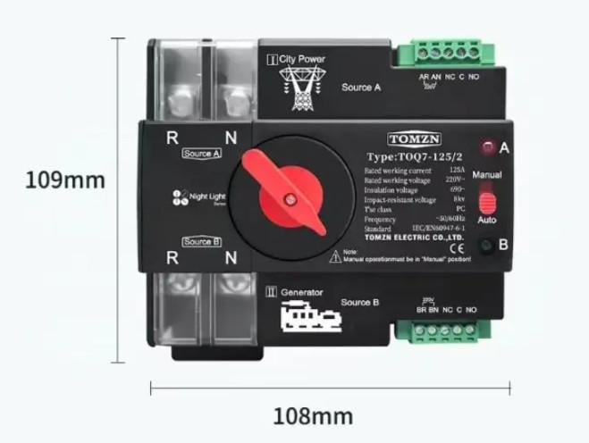 Модульний автоматичний перемикач введення резерву TOMZN TOQ7-125/2P - фото 2