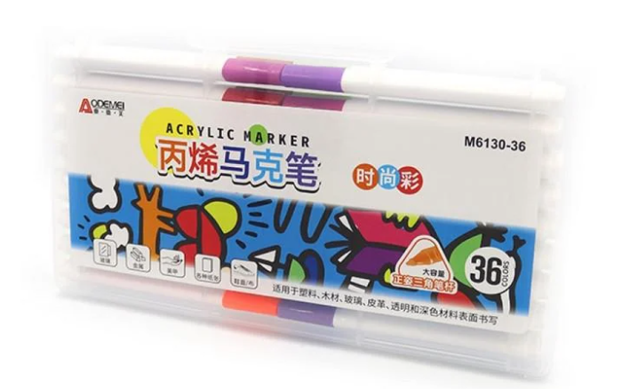 Набор акриловых скетчмаркеров Aodemei 36 цветов треугольный корпус