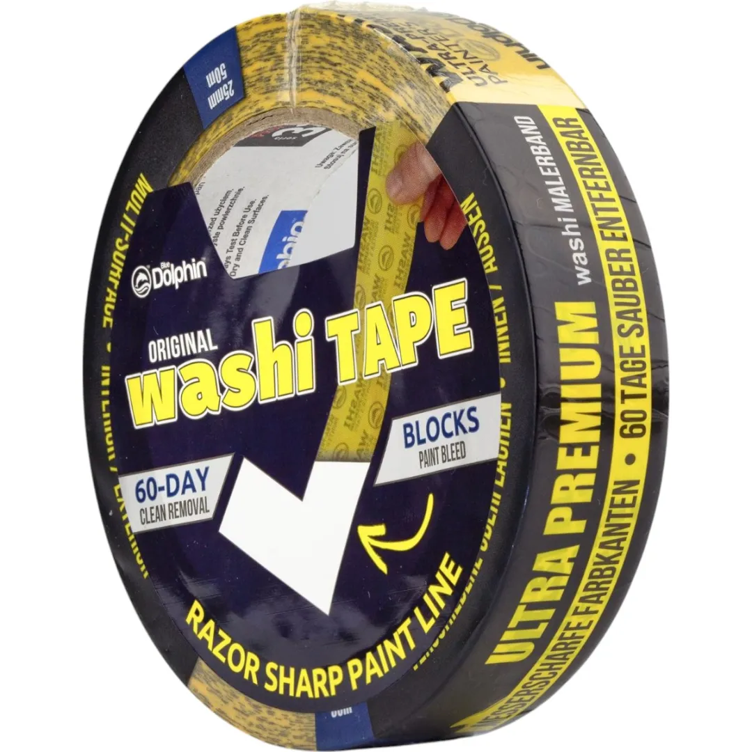 Лента малярная Blue Dolphin WASHI-XF7 ULTRA PREMIUM высококачественная 25 мм х 50 м