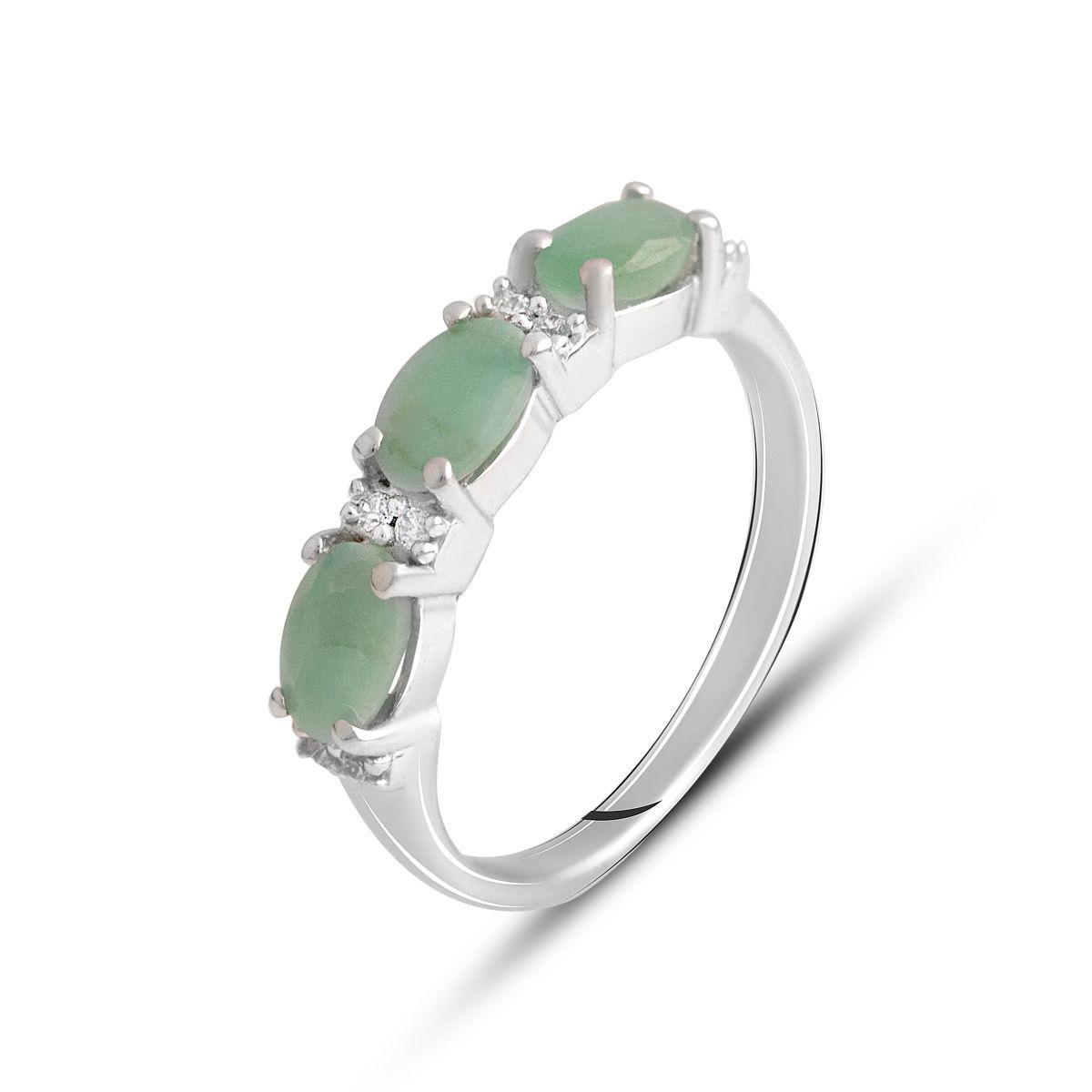 Кольцо серебряное Tiva с натуральным изумрудом и фианитами 1,349 ct 2,36 г р. 17,5 (2140696)