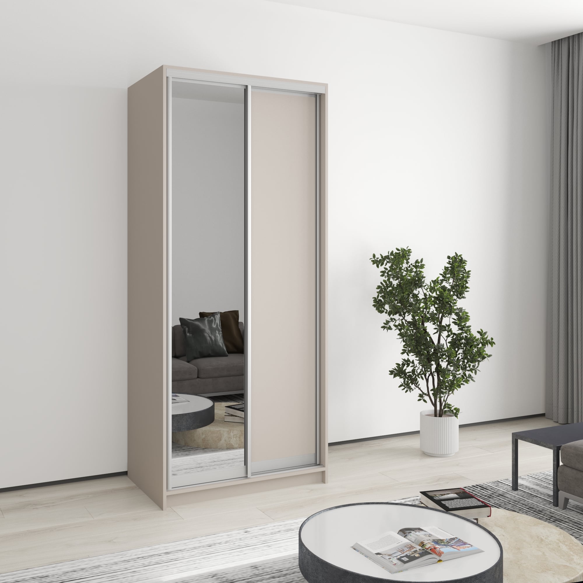 Шкаф-купе двухдверный Mebel Star Стандарт AL MBS-2431 90х60х210 см Кашемир (1003385) Шкаф-купе двухдверный Mebel Star Стандарт AL MBS-2431 90х60х210 см Кашемир (1003385)