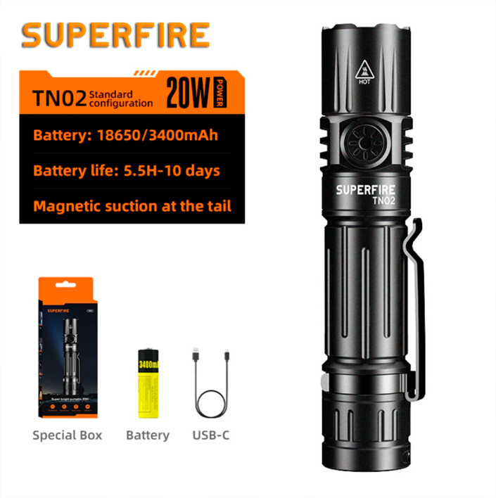 Ліхтар ручний акумуляторний SuperFire TN02 1800 Lumen IP44 (2511622515) - фото 10 Ліхтар ручний акумуляторний SuperFire TN02 1800 Lumen IP44 (2511622515) - фото 10