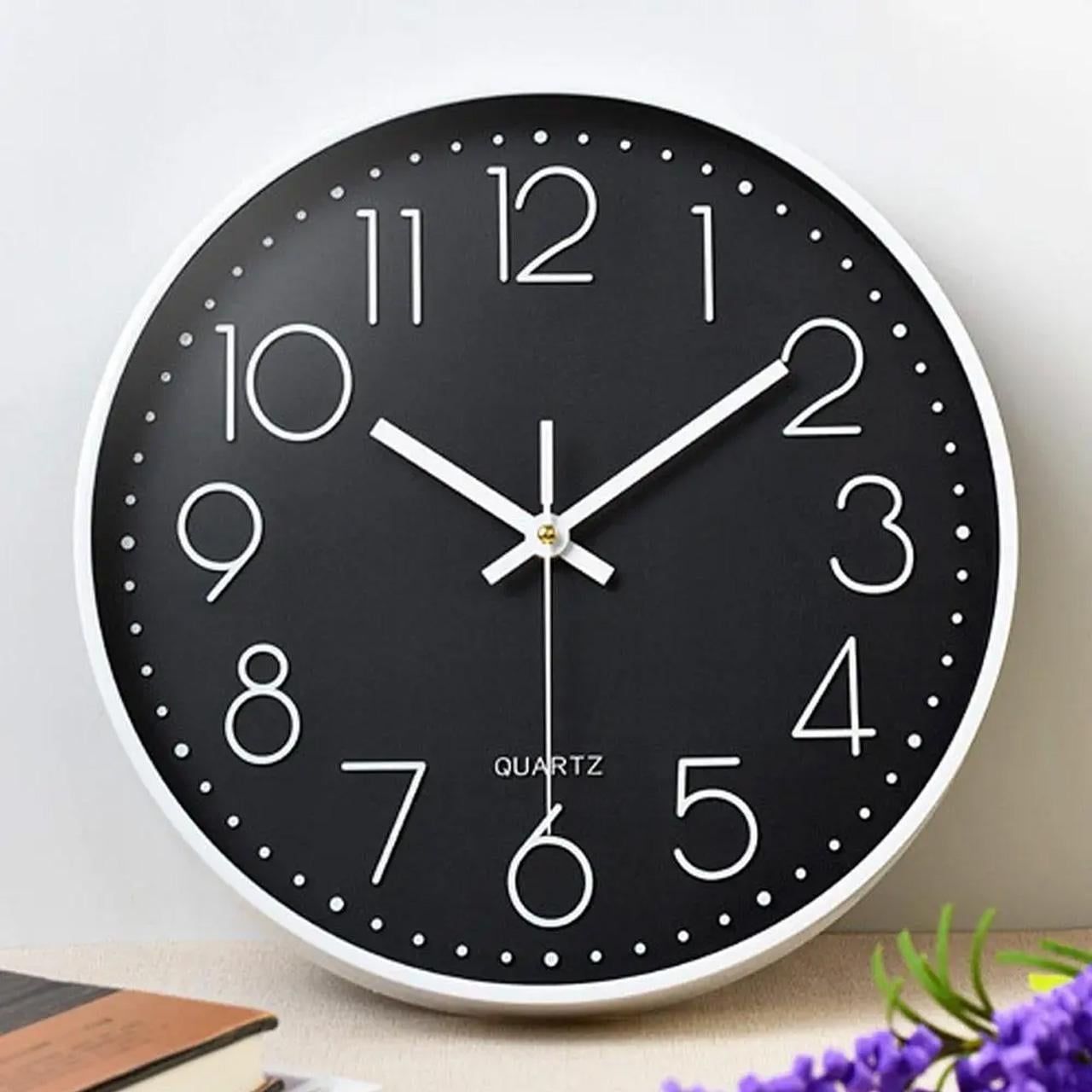 Часы настенные бесшумные Черный/Белый (1801315)
