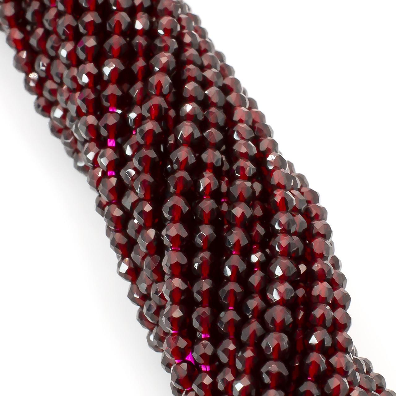 Бусины с круглой огранкой на нитке 37 см из шпинели 2 мм 200 шт. Гранатовый (БШ3502к77)