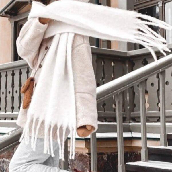 Шарф женский объемный на зиму Белый (VLD205) - фото 6 Шарф женский объемный на зиму Белый (VLD205) - фото 6