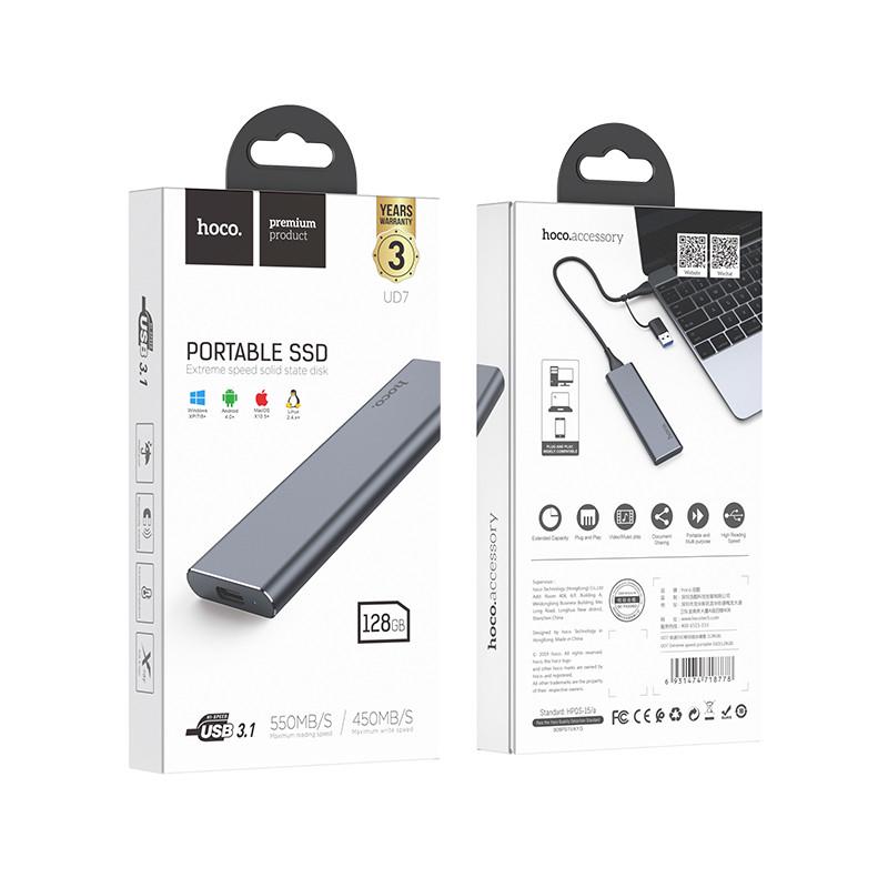 SSD-диск Type-C Hoco UD7 128 Gb Серый - фото 2