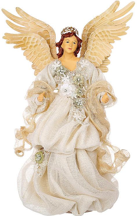 Фигура декоративная рождественский ангел с цветами 41 см Белый Фигура декоративная рождественский ангел с цветами 41 см Белый