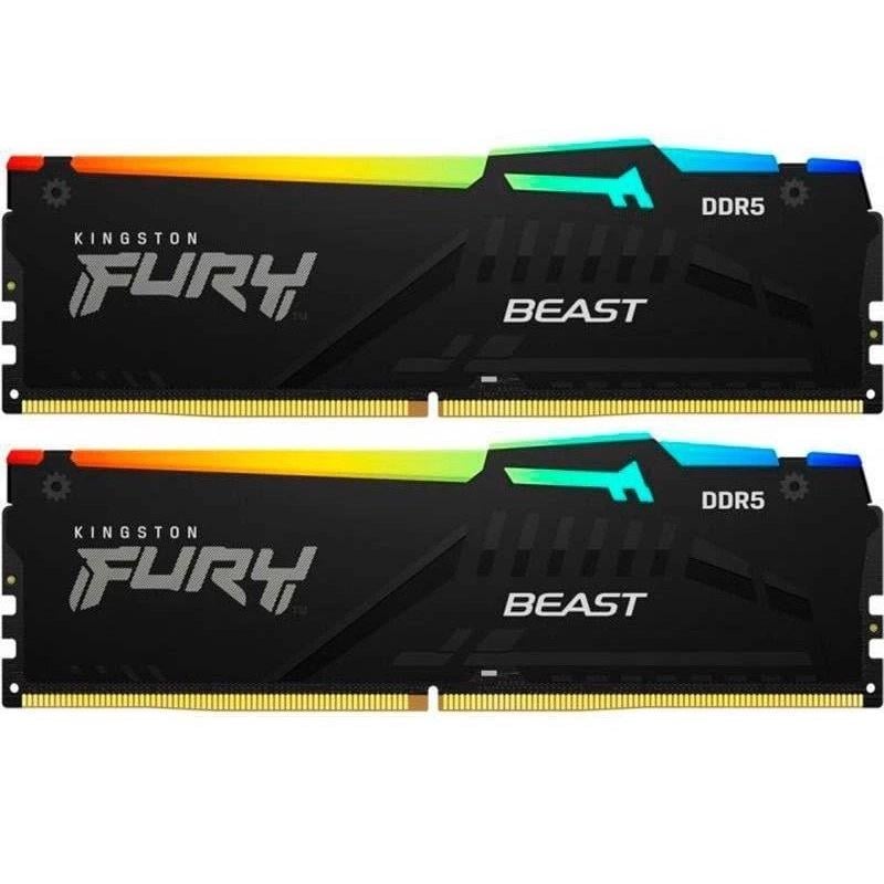 Оперативная память с подсветкой Kingston Fury Beast RGB 16 Гб Kit DDR5 5200 MHz Black (KF552C40BBAK2-16)