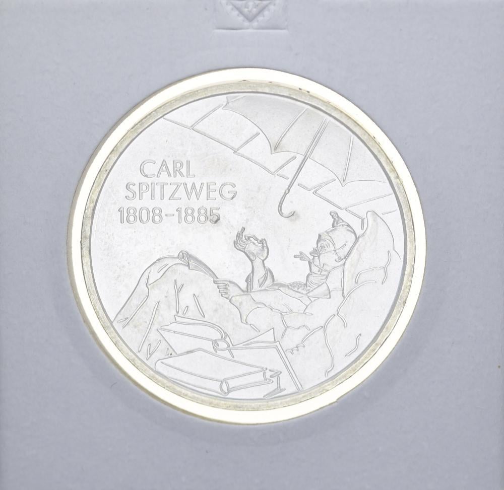 Коллекционная монета Германия 10 евро 2008 Карл Шпицвег Серебро UNC (М10907)