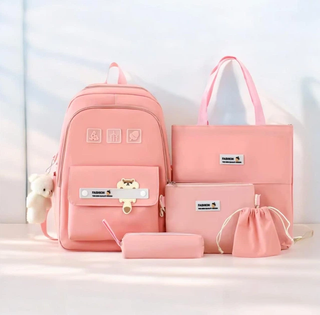 Рюкзак школьный для девочки Happy Hour 5в1 Розовый