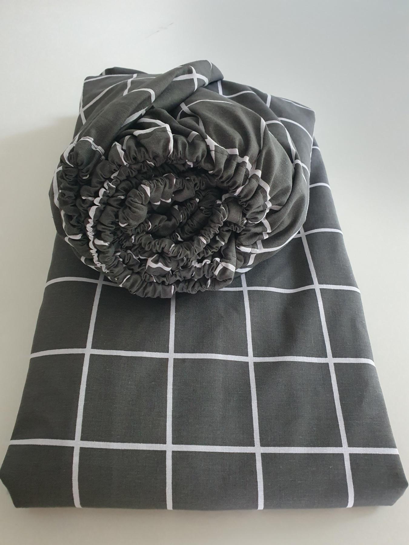 Простынь на резинке Текстилія бязь 160х200 см Серый в клетку (01011713) - фото 1 Простынь на резинке Текстилія бязь 160х200 см Серый в клетку (01011713) - фото 1