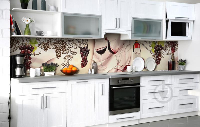 Скинали на кухню Zatarga «Бокал сухого красного» 650х2500 мм виниловая 3Д наклейка кухонный фартук