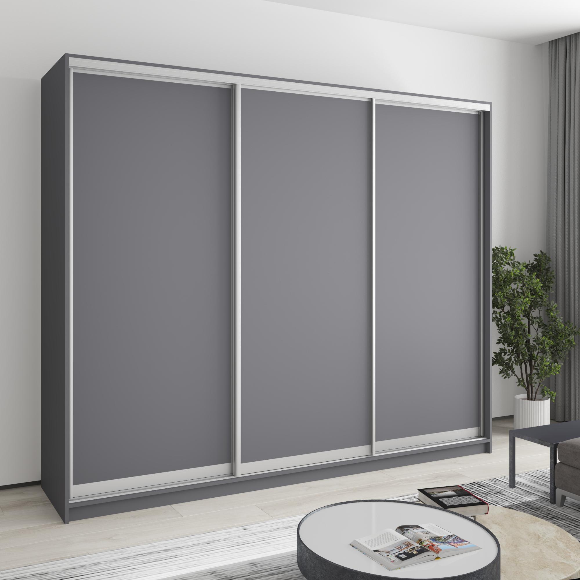 Шкаф-купе трехдверный MebelStar Уни AL 3ДСП 250x45x210 см Антрацит (MBS-3042) Шкаф-купе трехдверный MebelStar Уни AL 3ДСП 250x45x210 см Антрацит (MBS-3042)