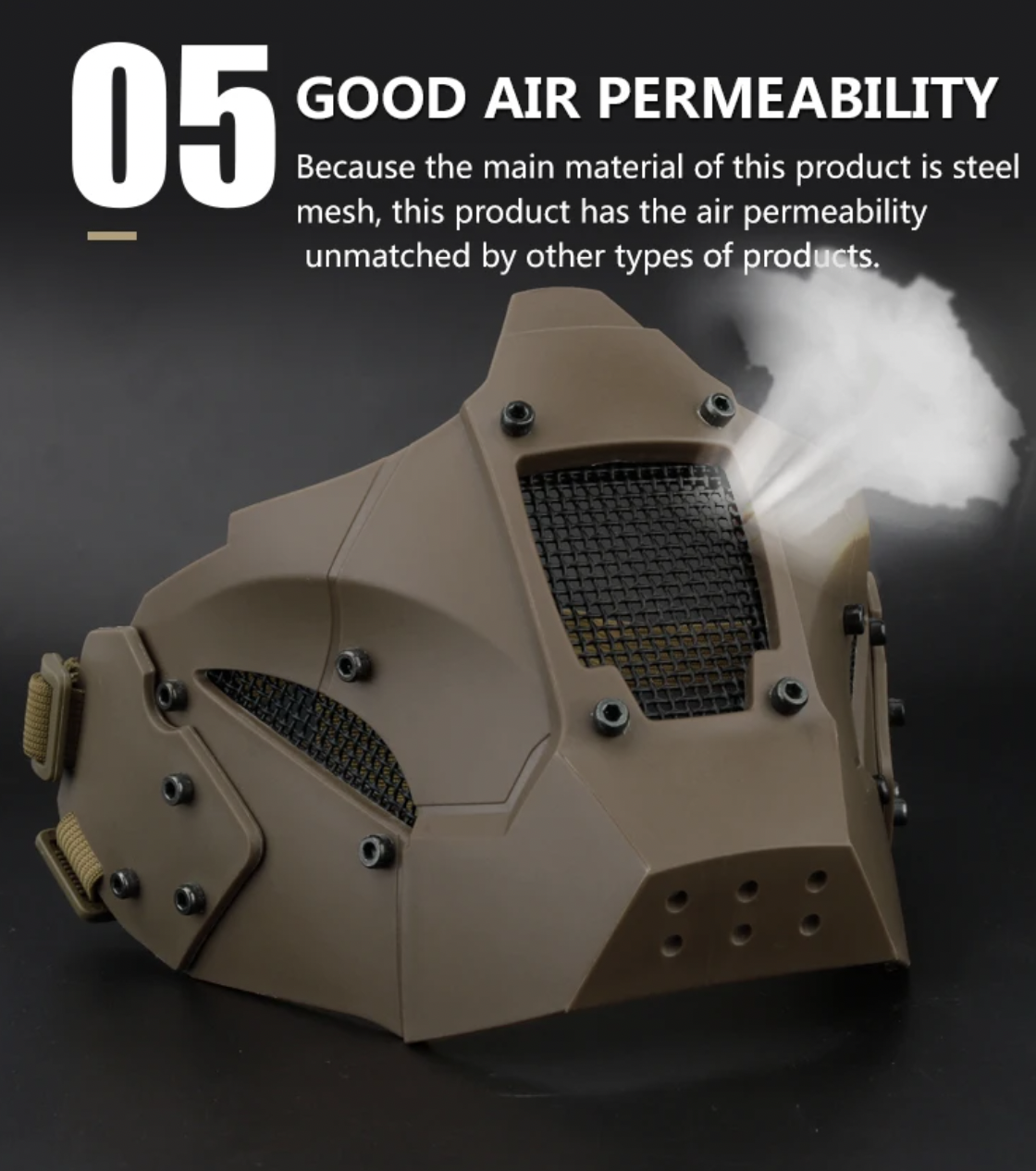 Маска Iron Warrior з кріпленням до шолома Airsoft Койот (MK001015) - фото 5