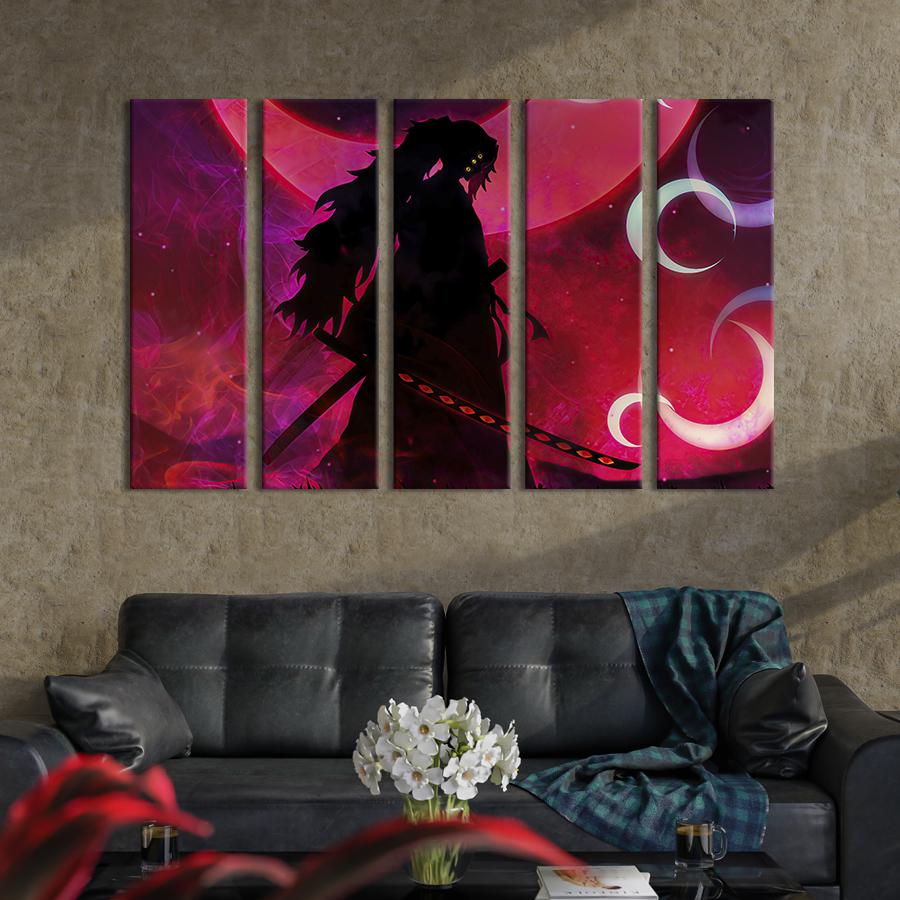 Модульная картина из 5 частей на холсте Демонический Кокушибо из аниме 155x95 см (703-51)