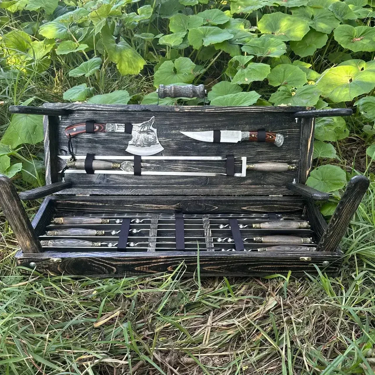 Набор шампуров АКЕЛА ручной работы в брошированном деревянном кейсе-трансформере (2730196527) - фото 2 Набор шампуров АКЕЛА ручной работы в брошированном деревянном кейсе-трансформере (2730196527) - фото 2