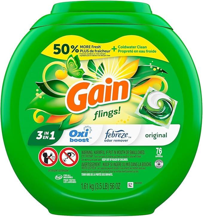 Капсули для прання Gain flings стійкий аромат 76 шт.