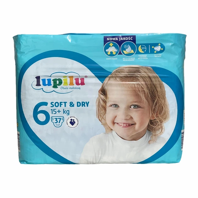 Підгузки дитячі Lupilu Soft & Dry 6 Extra Large 15+ кг 37 шт. (113004694)