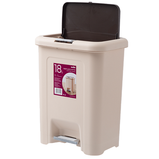 Ведро для мусора с крышкой и педалью BIN-03 18 л Beige