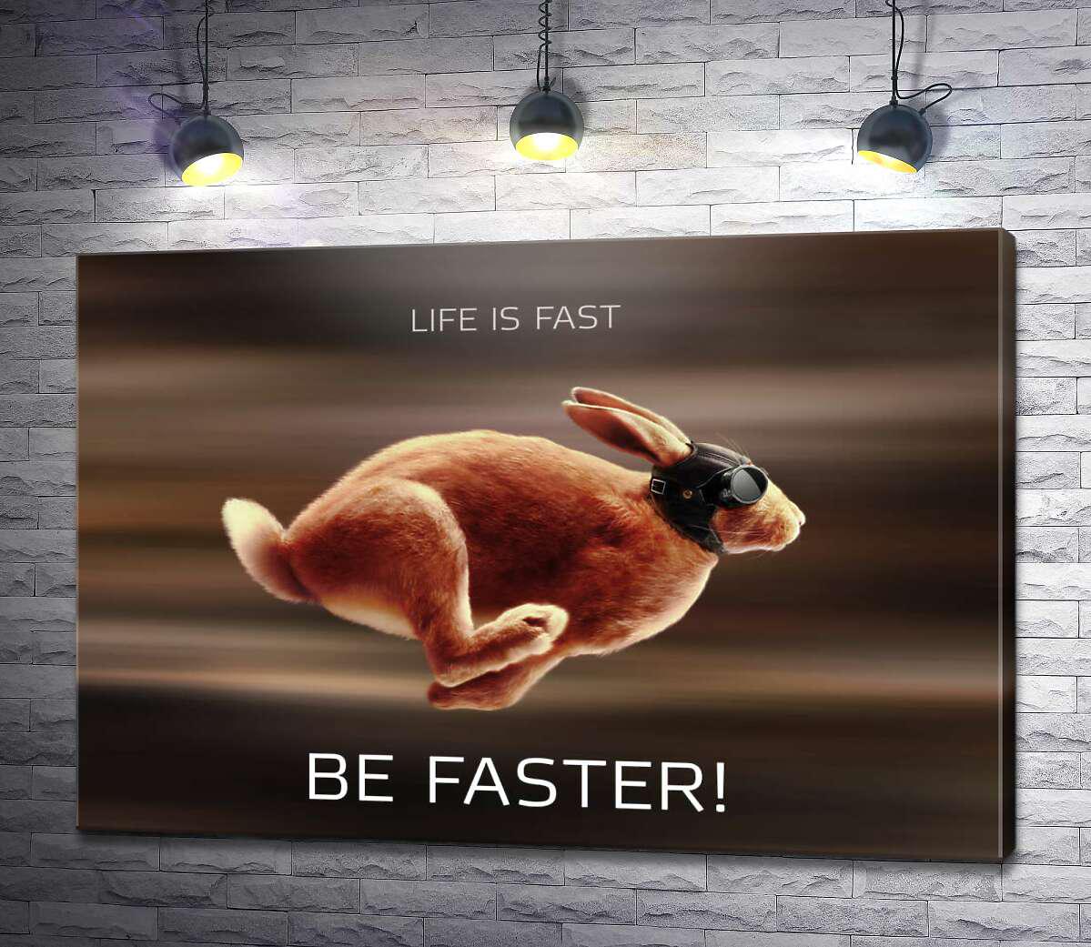 Картина ArtPoster Заяц-гонщик - Life is Fast 50x35 см Модуль №1 (003849)