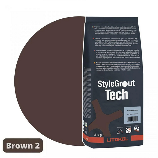 Затирка для плитки цементная Litokol StyleGrout Tech 0-20 3 кг Brown 2 (SGTCHBRW20063) - фото 1