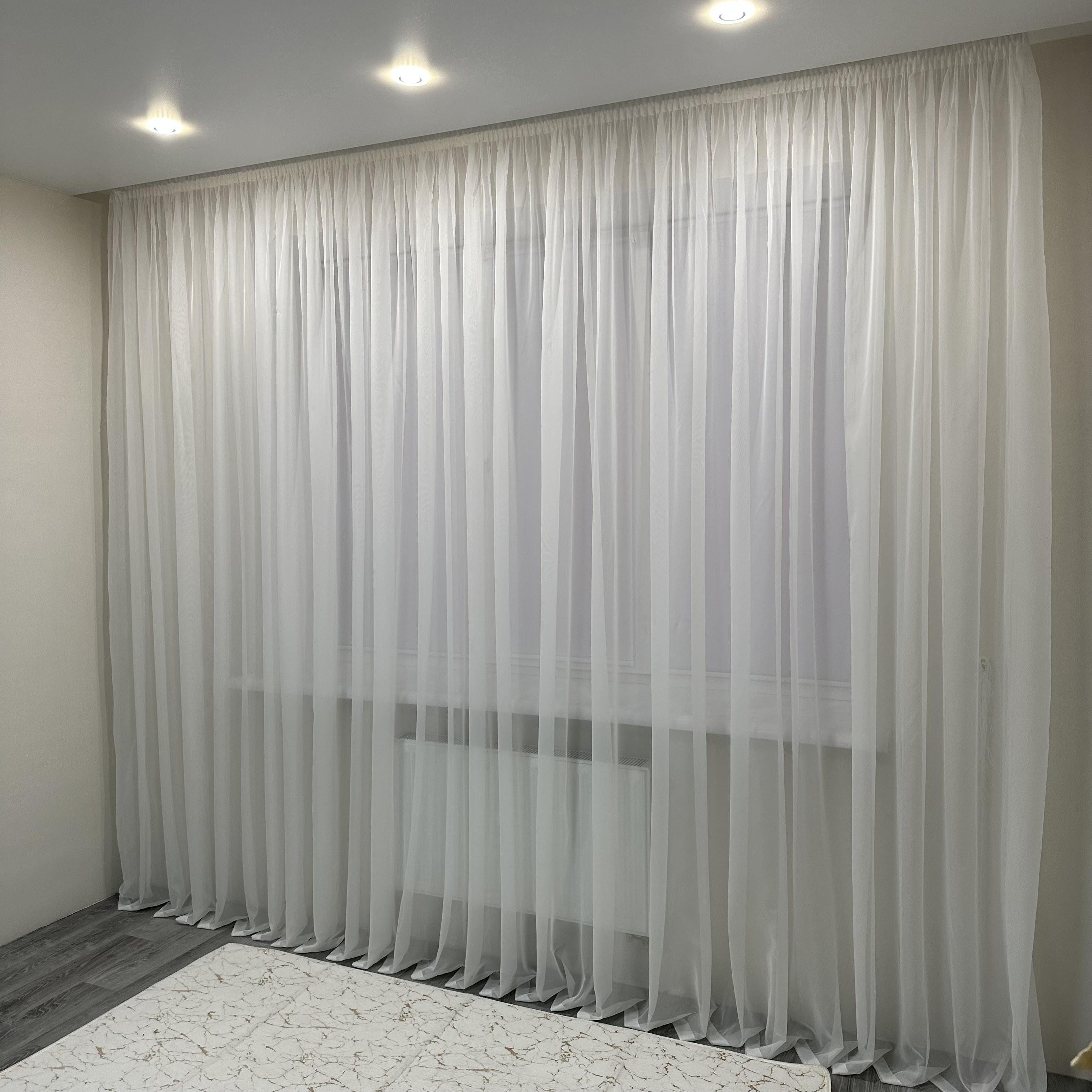 Тюль шифоновий готовий на тасьмі 300х270 см Білий (ТШ-3) - фото 4 Тюль шифоновий готовий на тасьмі 300х270 см Білий (ТШ-3) - фото 4