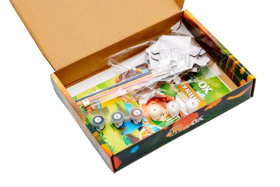 Пазл розмальовка дерев'яна для дітей PuzzleOK Корівка 9 деталей - фото 2