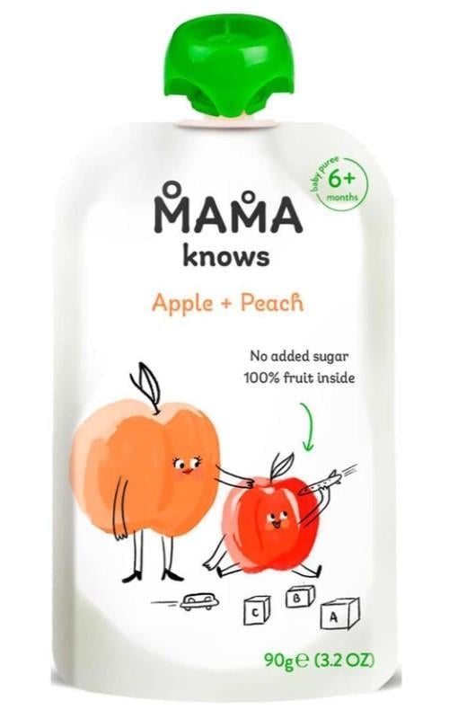 Дитяче пюре Mama knows Яблуко-Персик 90 г (2831142776)